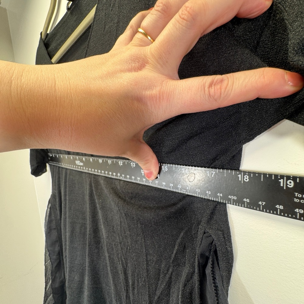 Eileen Fisher‎ Silk Georgette VNeck SizeS Black Sheer Whimsigoth Grunge - Picture 10 of 15